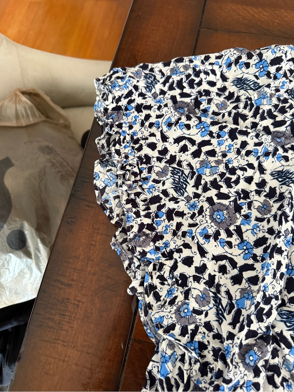Zadig & Voltaire Blue Black White Floral Button-Up Top - Picture 2 of 6